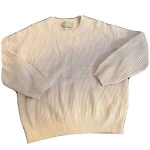 Everlane 100% Cashmere Ribbed Cocoon Crew Neck Sweater in Lilac - Medium